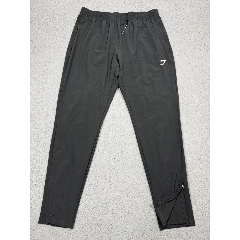 Gymshark Pants Mens L Black Woven Track Joggers Stretch Lightweight Athletic